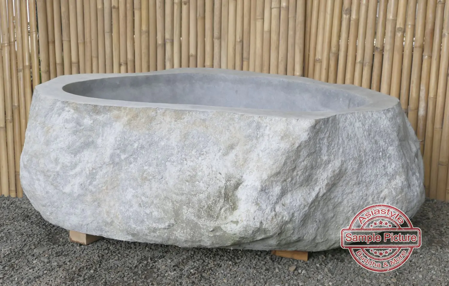  Product image 2 of the product “Riverstone basin, natural surface, polished inside. Dia approx 131-140cm Height 61-70cm ”